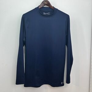 Under Armour ColdGear Long Sleeve Shirt Large Men Athletic Navy Fitted